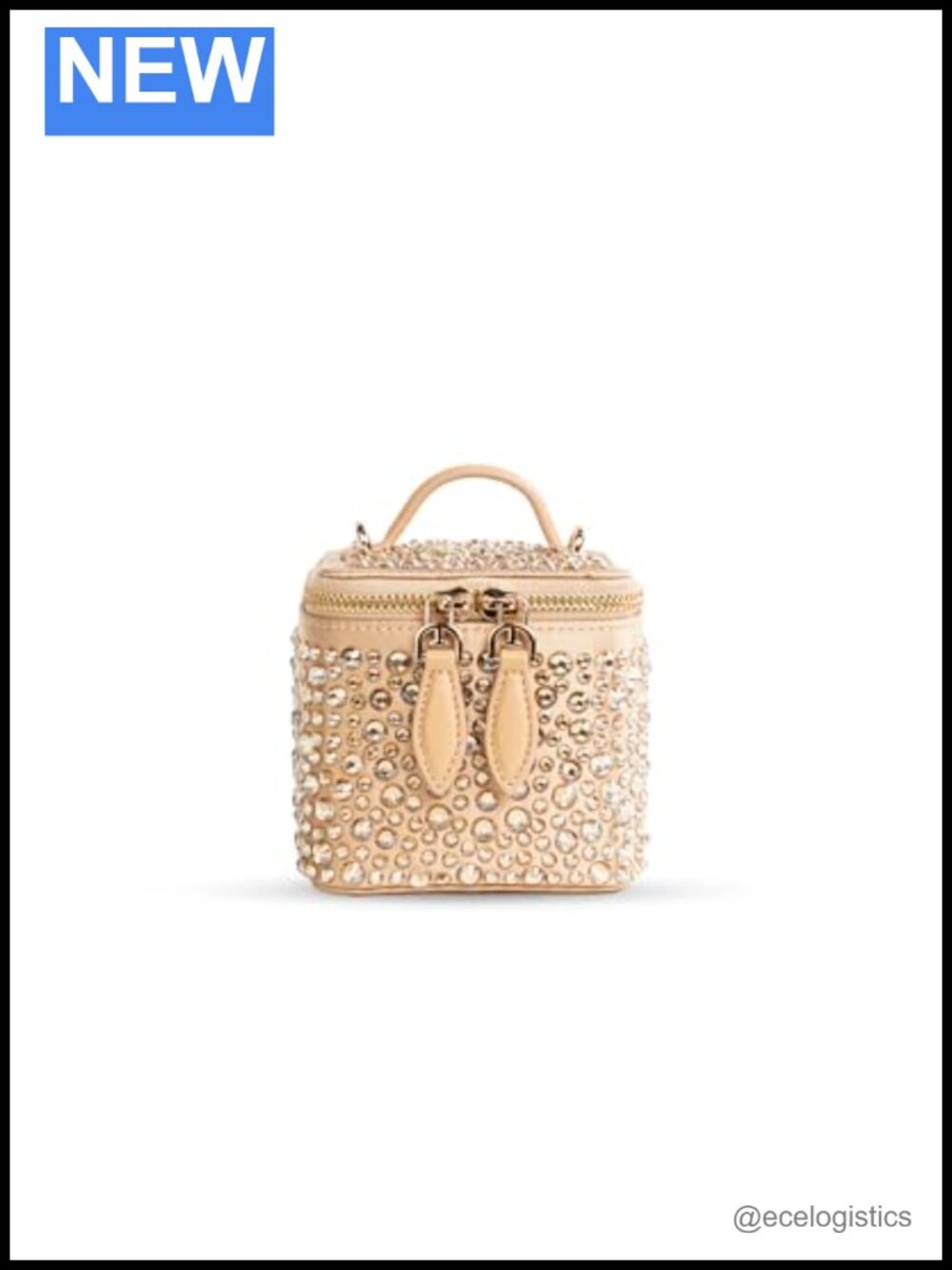 Bedazzled Satin Vanity Case with Dual Zip and Adjustable Crossbody Strap